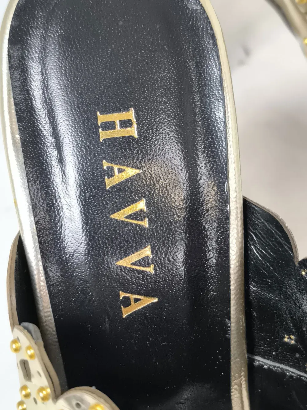 Pantoletten>Havva Absatz Pantoletten Größe 39 goldfarben