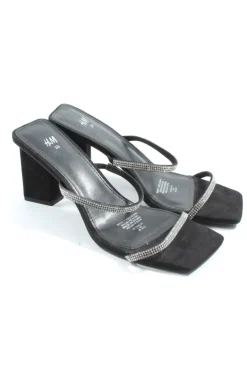 Pantoletten>H&M Absatz Pantoletten Größe 38 silberfarben