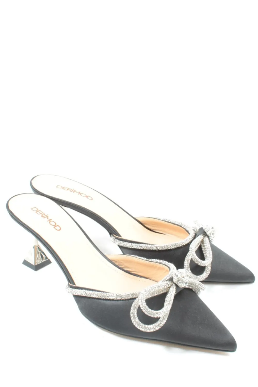 Pantoletten>Derimod Absatz Pantoletten Größe 39 schwarzsilberfarben