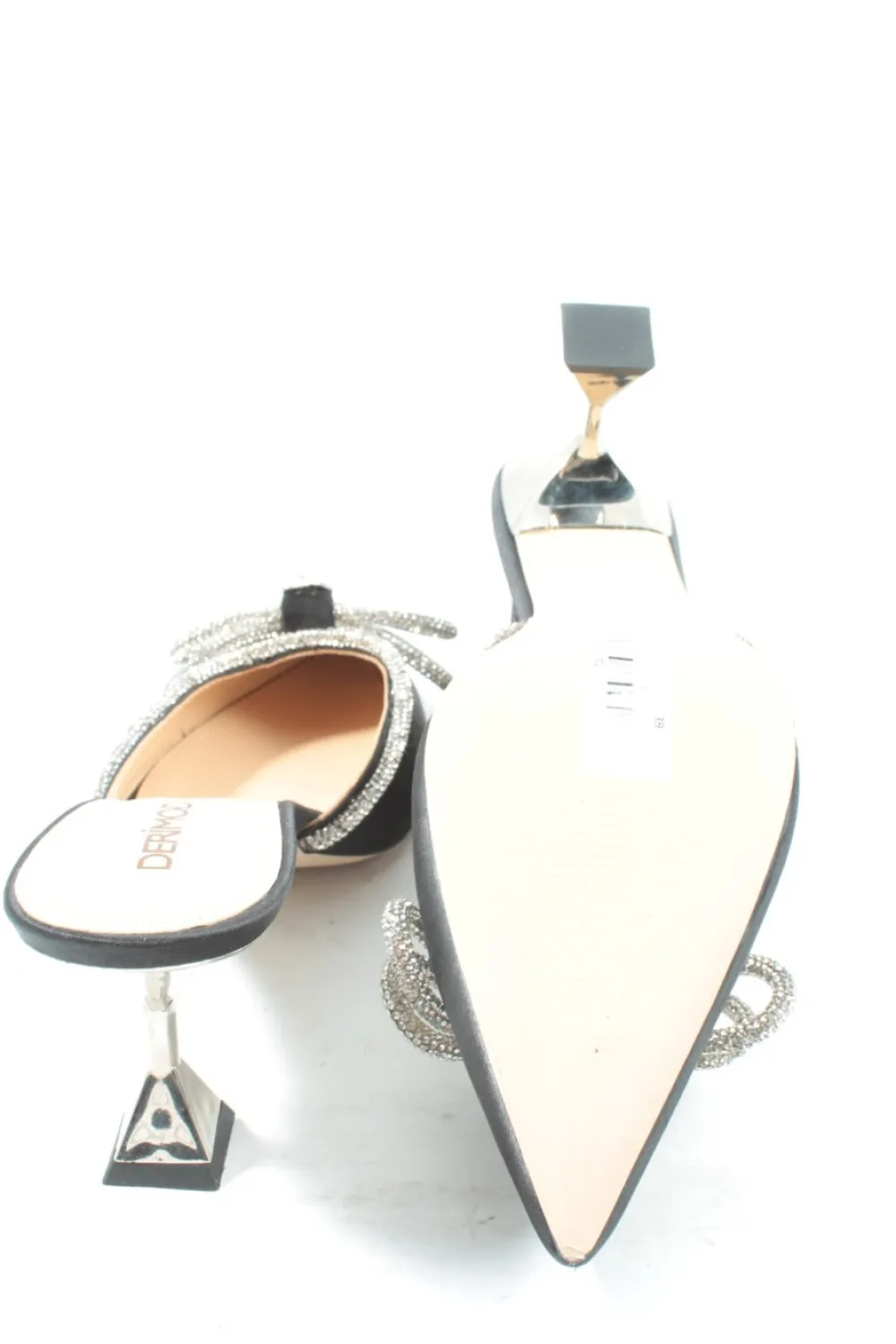 Pantoletten>Derimod Absatz Pantoletten Größe 39 schwarzsilberfarben