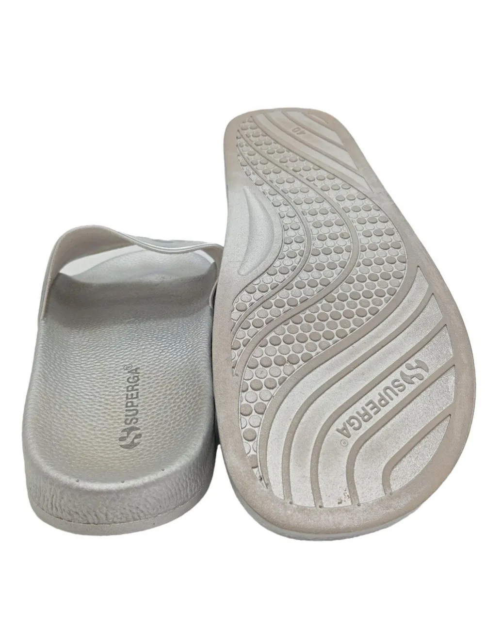 Pantoletten>Superga Badeslipper Größe 40 silberfarben