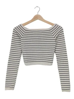 Pullover>Bershka Cropped Pullover Größe 38 wollweißschwarz