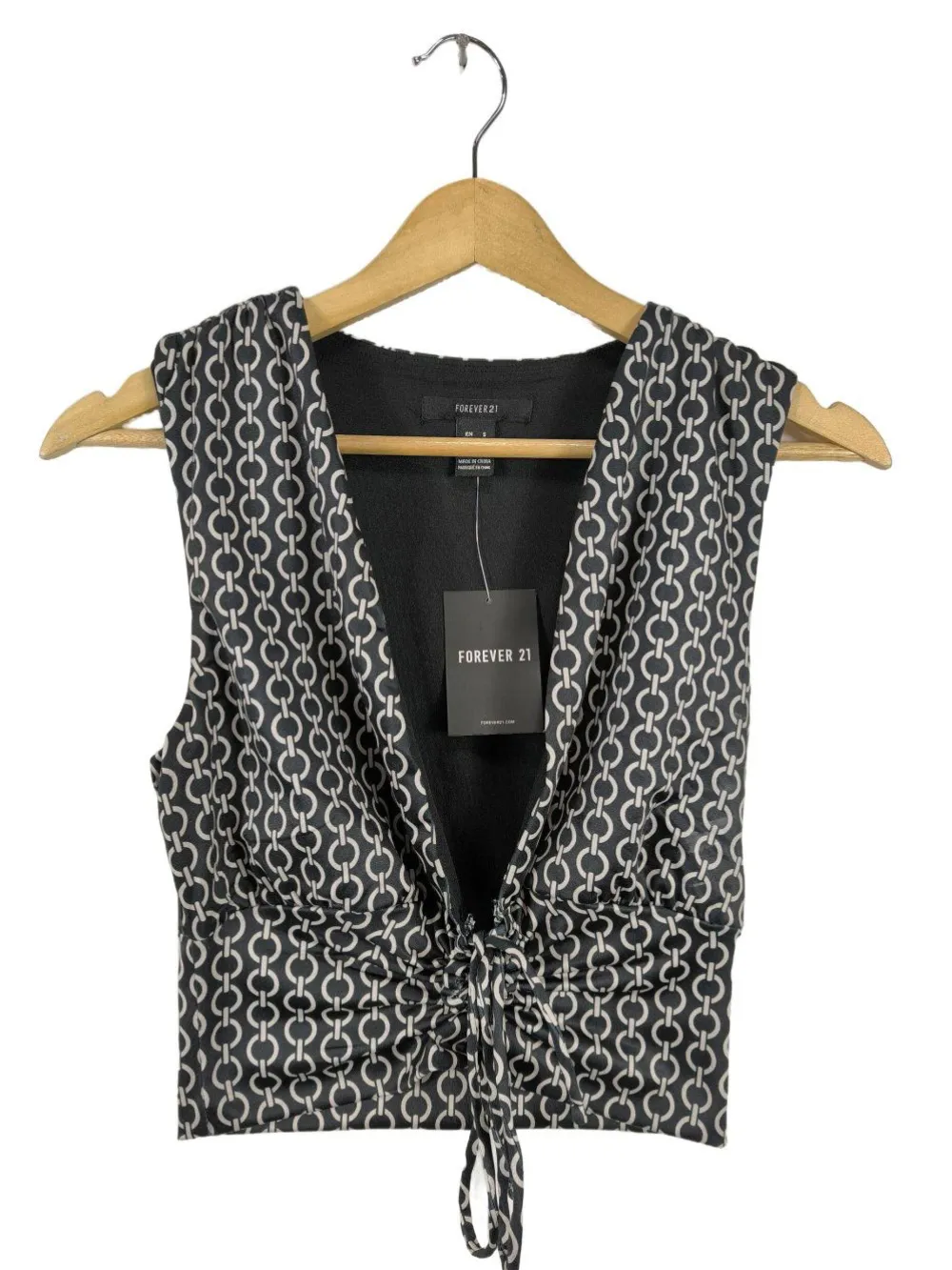 Tops>Forever 21 Cropped Top Größe 36 schwarzweiß