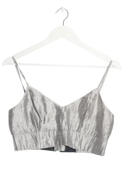 Tops>H&M Cropped Top Größe 38 silberfarben