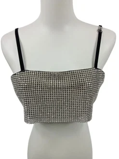 Tops>Juicy Couture Cropped Top Größe 34 silberfarben