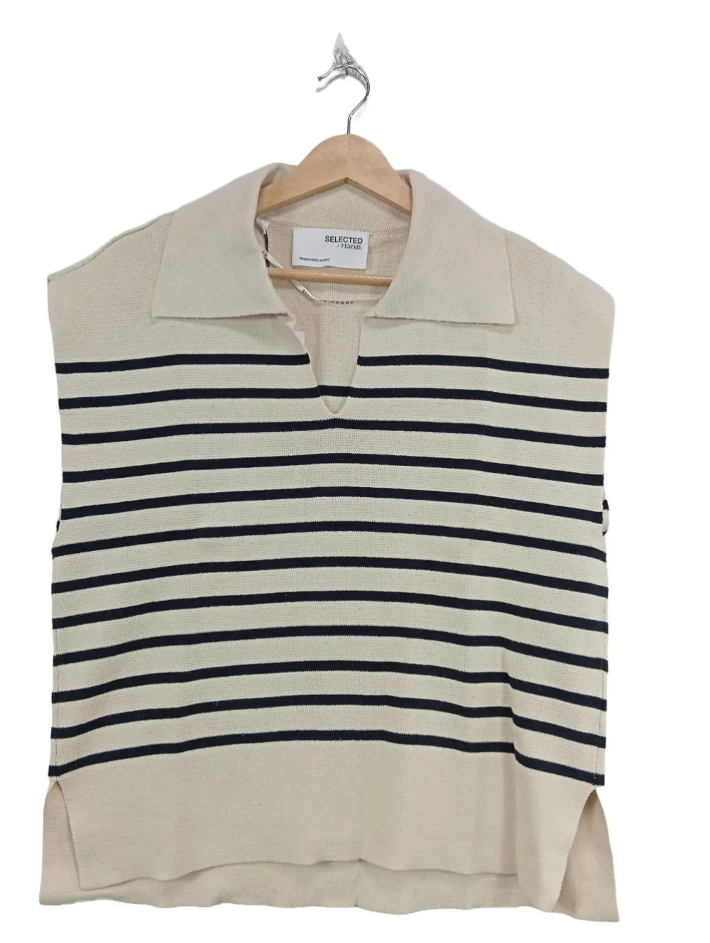 Pullunder>Selected Feinstrickpullunder Größe 42 wollweißschwarz