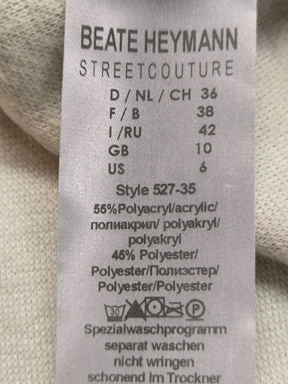 Pullunder>Beate Heymann Feinstrickpullunder Größe 36 wollweiß