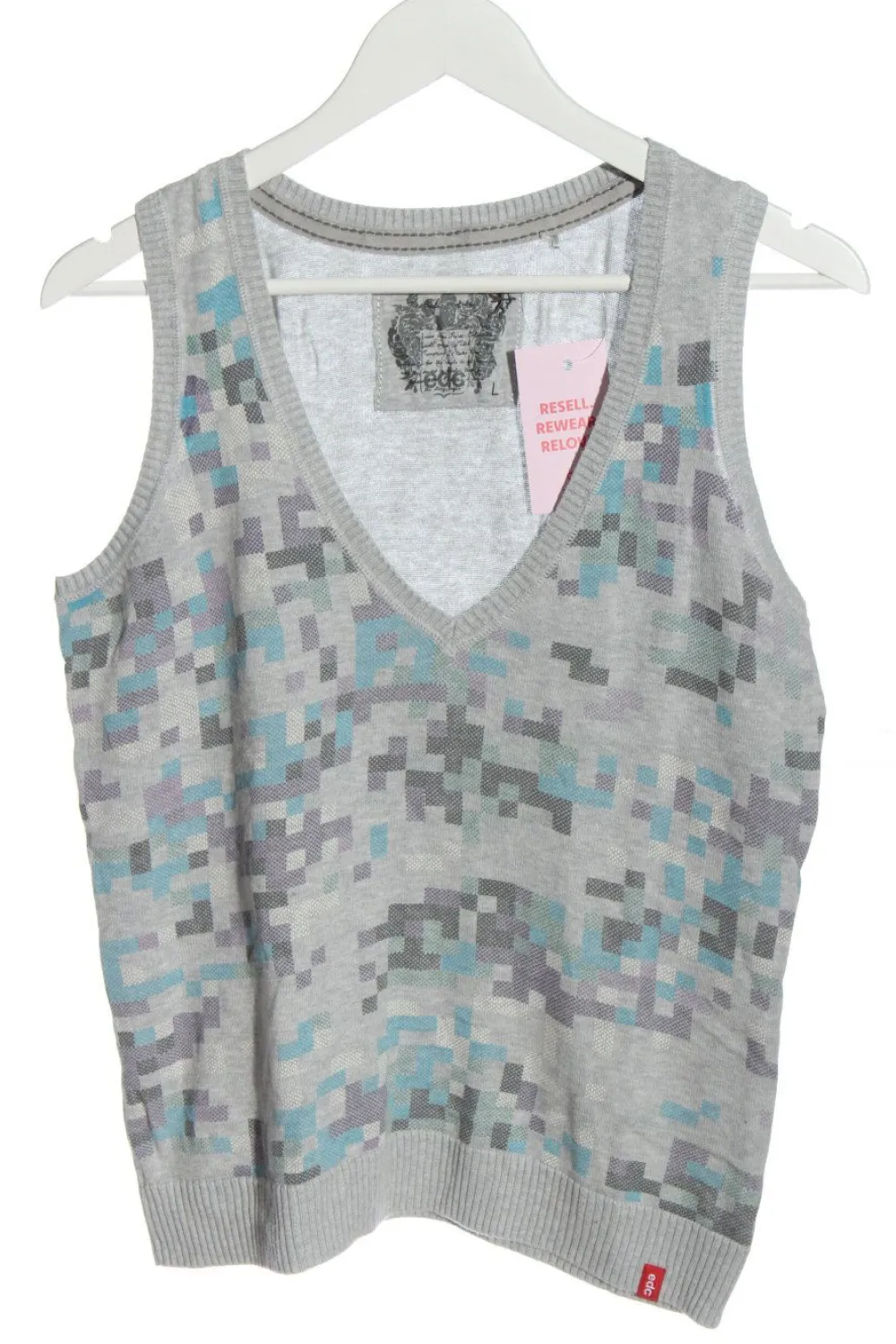 Pullunder>edc Feinstrickpullunder Größe 40 hellgraublau