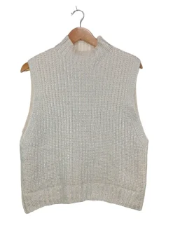 Pullunder>C&A Feinstrickpullunder Größe 38 silberfarbenwollweiß