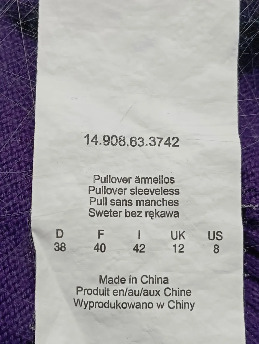 Pullunder>s.Oliver Feinstrickpullunder Größe 38 lilaweiß