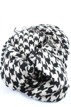 Schals>Pieces Fransenschal weißschwarz