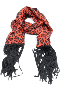 Schals>Claudie Pierlot Fransenschal rotschwarz