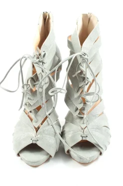 Sandaletten>Vero Cuoio High Heel Sandaletten Größe 38 hellgrau