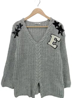 Pullover>Casadei Häkelpullover Größe 40 hellgrau