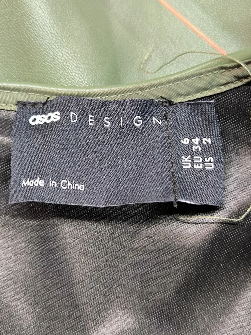 Kleider>ASOS DESIGN Kunstlederkleid Größe 34 khaki