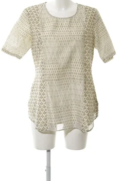 Blusen>Fabindia Kurzarm-Bluse Größe 40 wollweißgrün