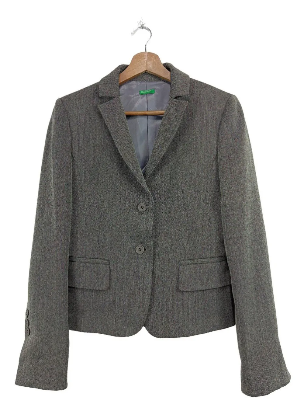 Blazer>United Colors of Benetton Kurz-Blazer Größe 40 hellgrau