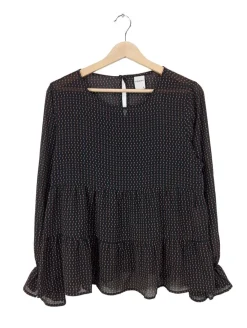 Blusen>Studio Langarm-Bluse Größe 38 hellorangeschwarz