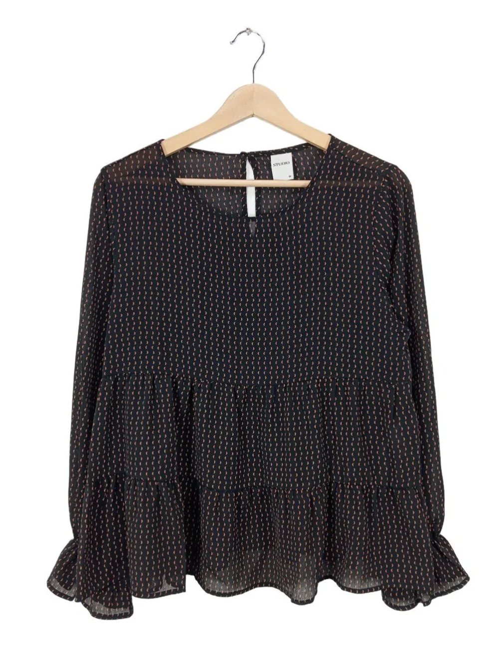 Blusen>Studio Langarm-Bluse Größe 38 hellorangeschwarz
