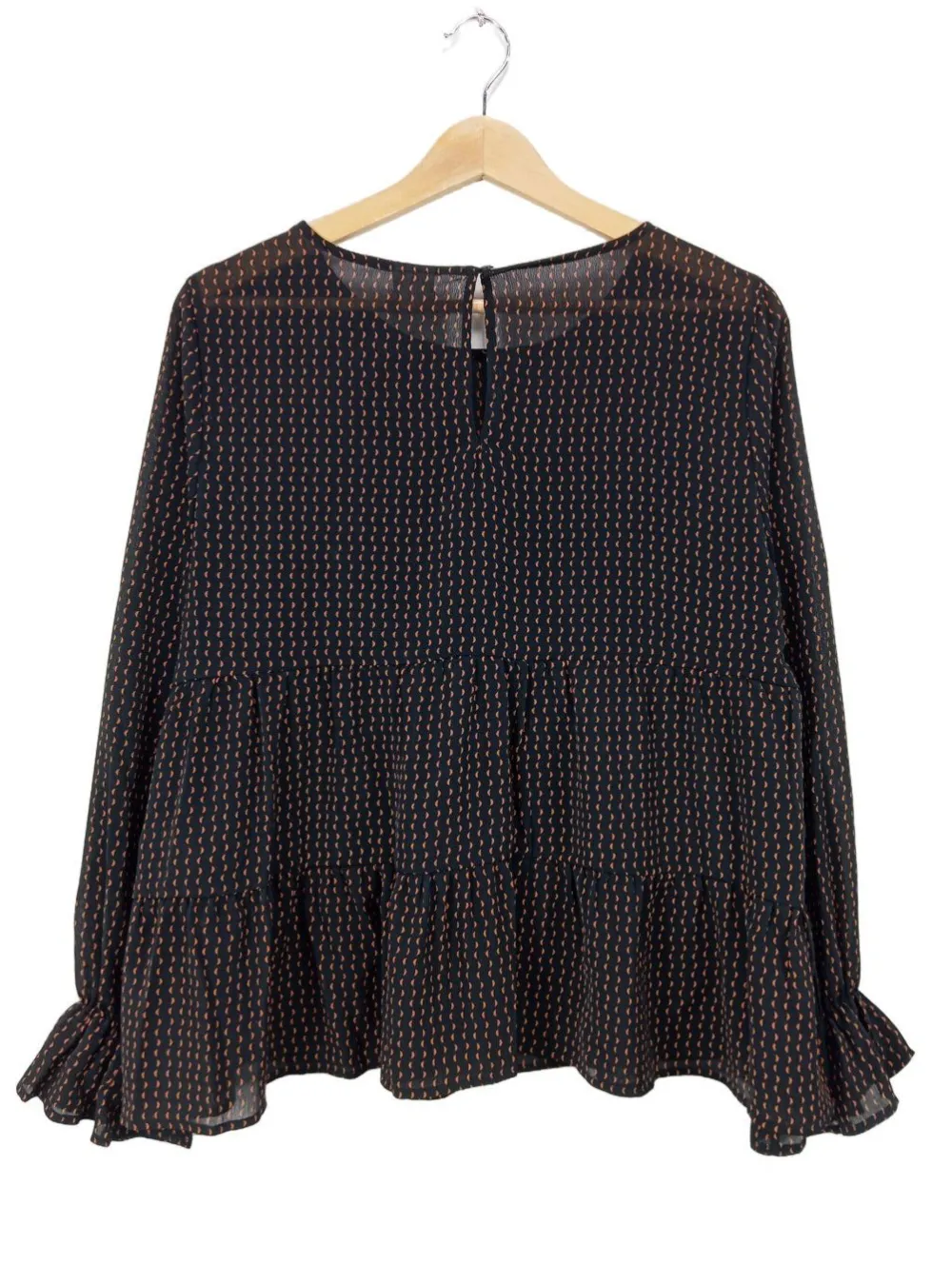 Blusen>Studio Langarm-Bluse Größe 38 hellorangeschwarz