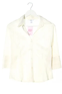 Hemden>H&M Langarmhemd Größe 36 wollweiß