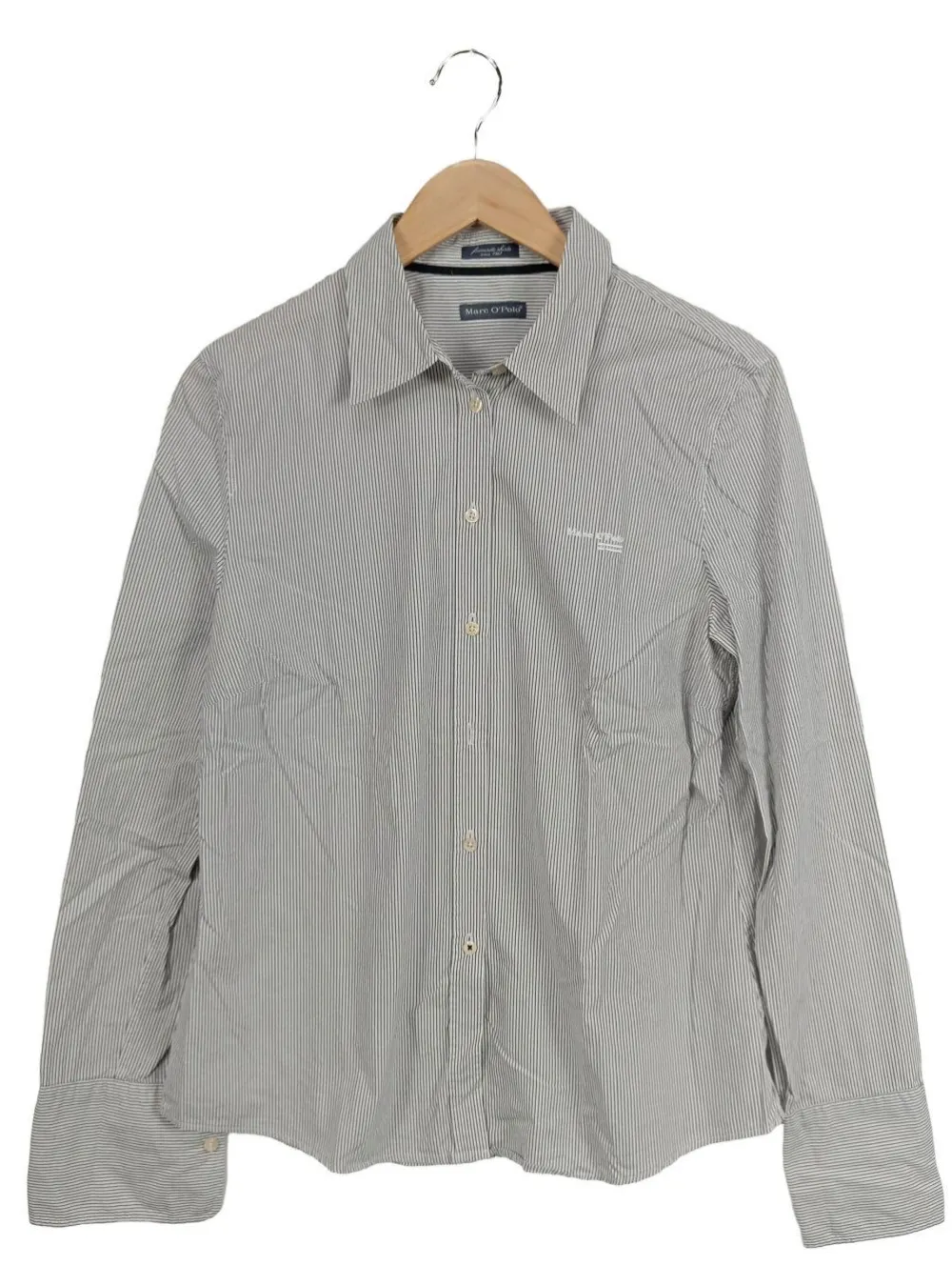 Hemden>Marc Ou2019Polo Langarmhemd Größe 40 weißschwarz