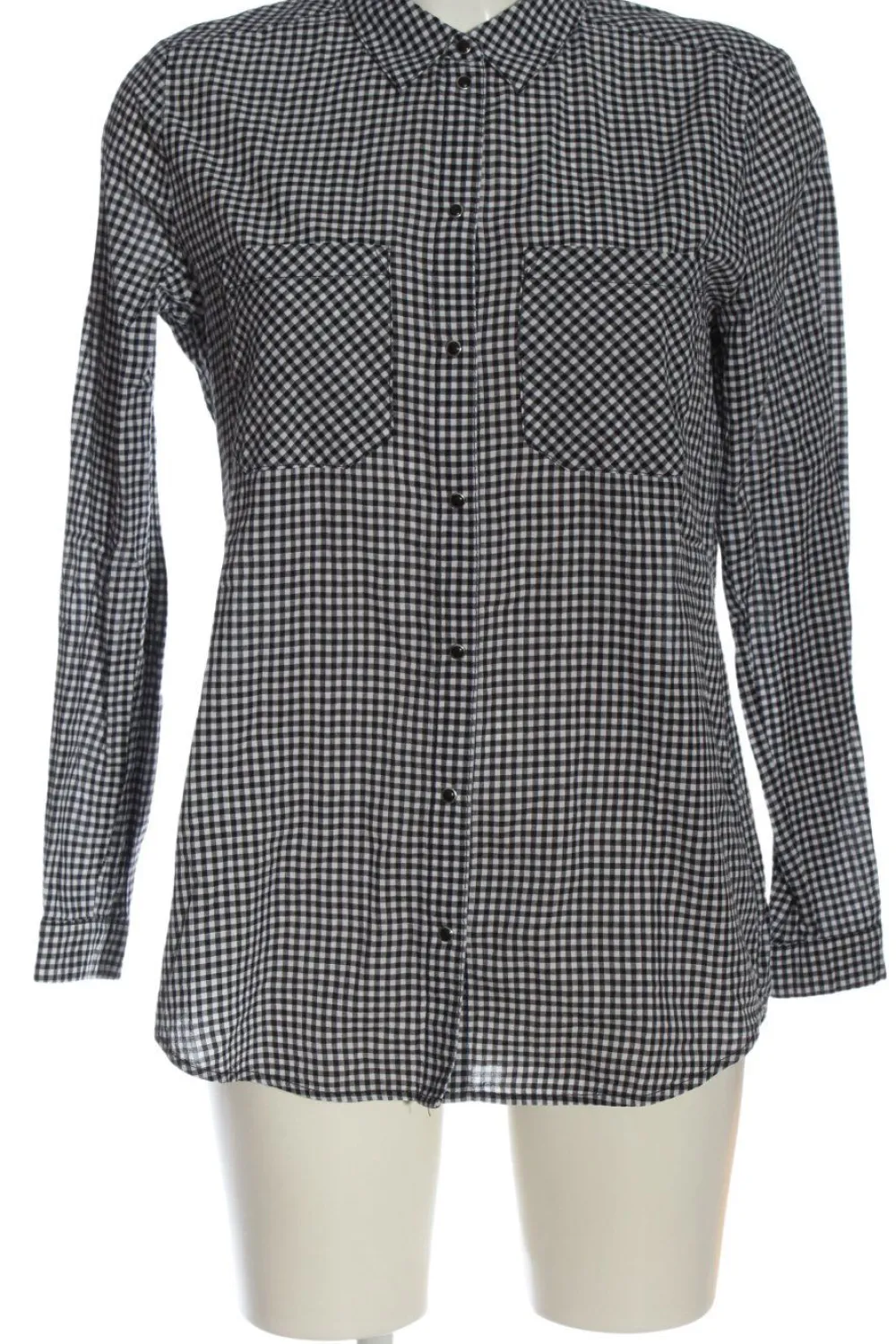 Hemden>Esprit Langarmhemd Größe 38 schwarzweiß