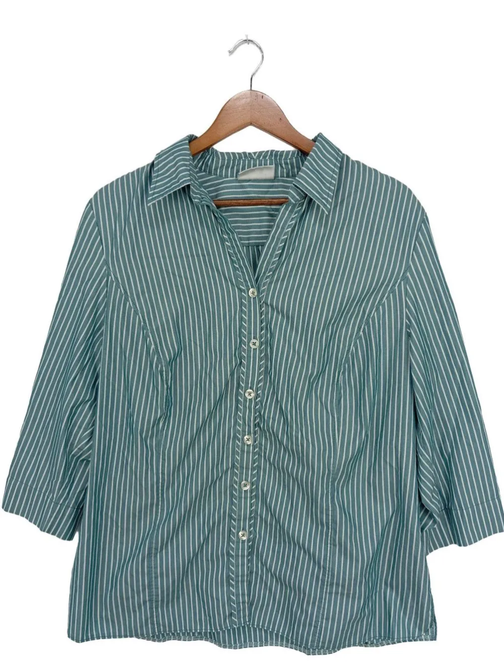 Hemden>fashion classic Langarmhemd Größe 48 türkisweiß