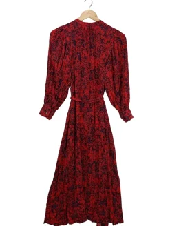 Kleider>MNG Langarmkleid Größe 34 rotschwarz