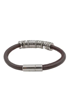 Armschmuck>Fossil Lederarmschmuck silberfarbenbraun