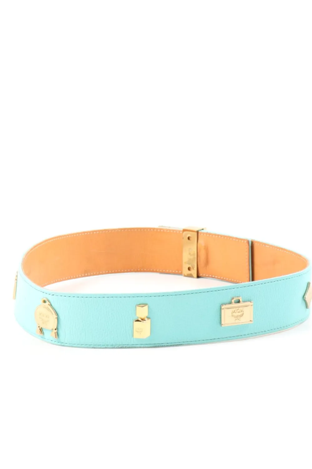 Gürtel>MCM Lederimitatgürtel Größe 70 türkis