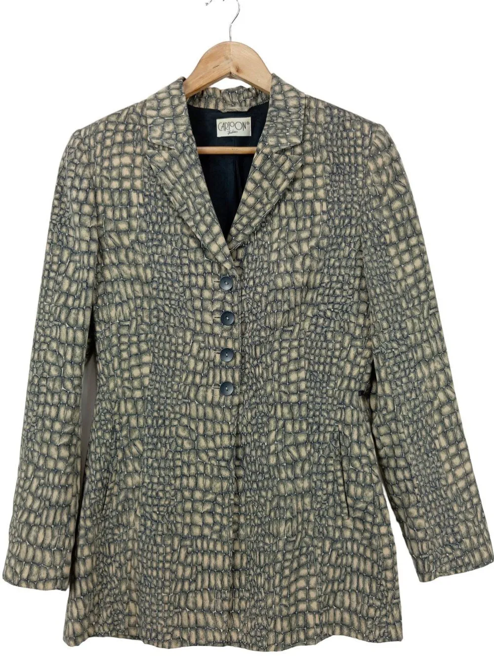 Blazer>Cartoon Long-Blazer Größe 36 wollweißhellgrau