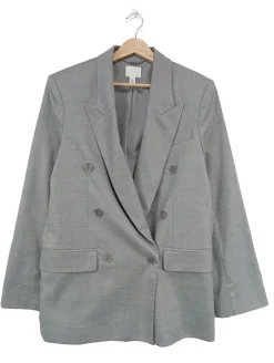 Blazer>H&M Long-Blazer Größe 34 hellgrau