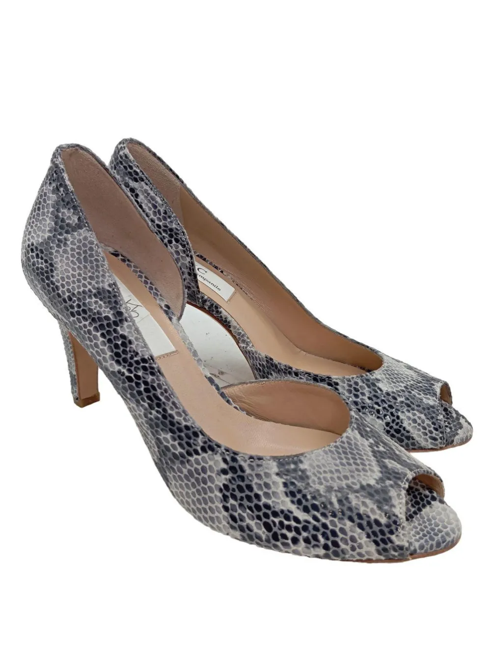 Pumps>Adriana V. Campanile Peeptoe Pumps Größe 38,5 hellgrauschwarz