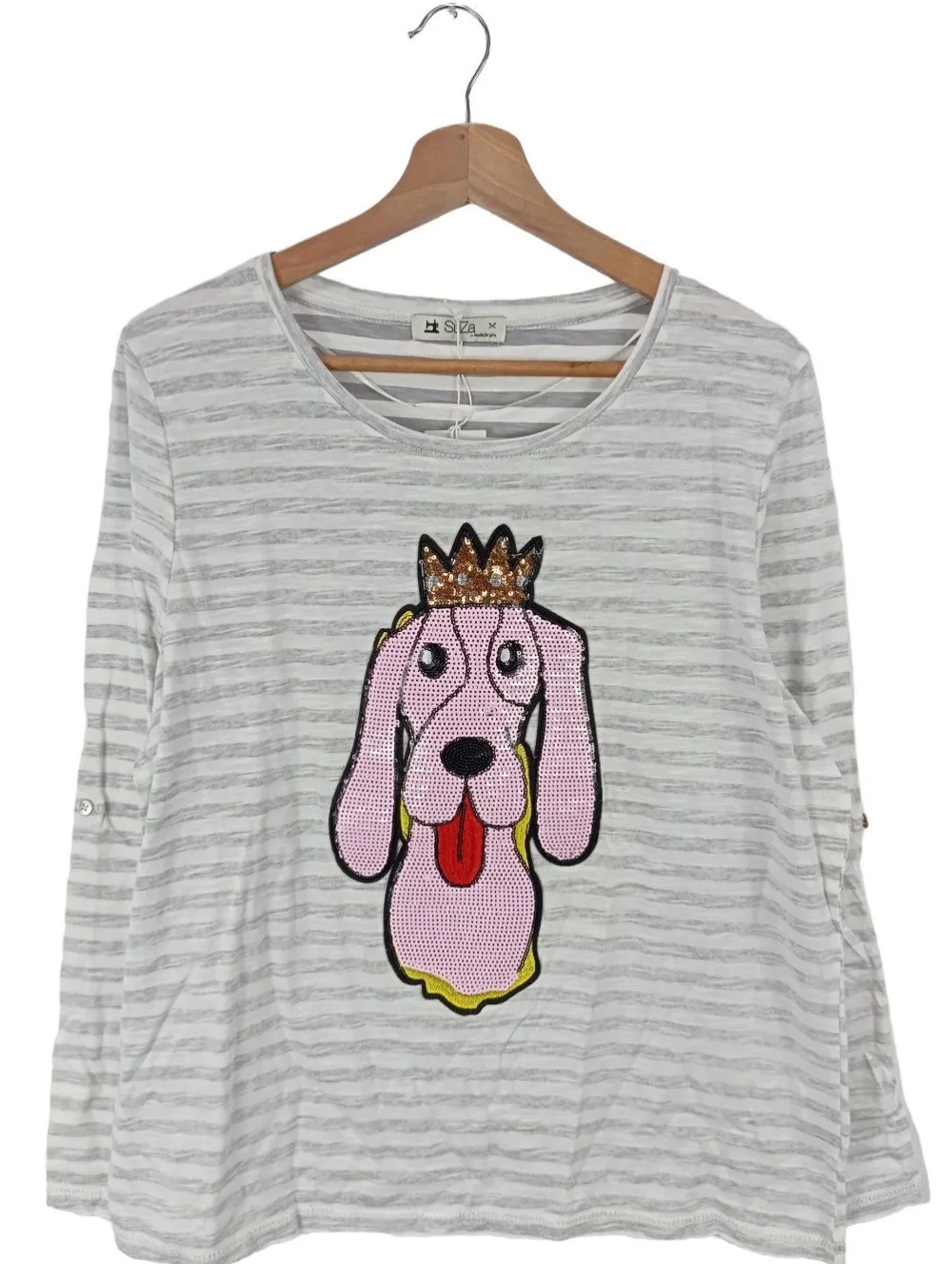 Shirts>SuZa Print-Shirt Größe 44 weißhellgrau