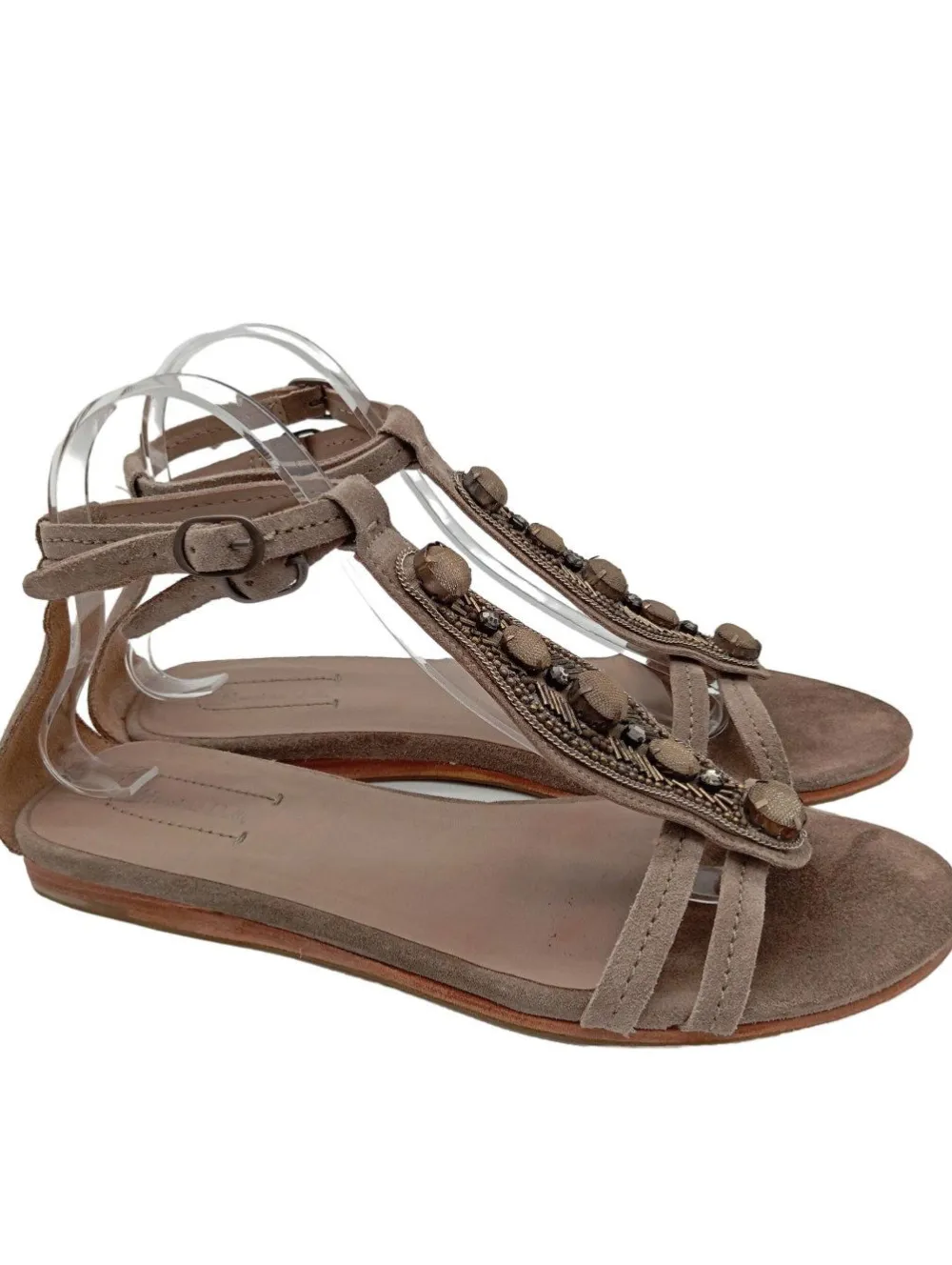Sandalen>Massimo Dutti Riemchen-Sandalen Größe 40 graubraun