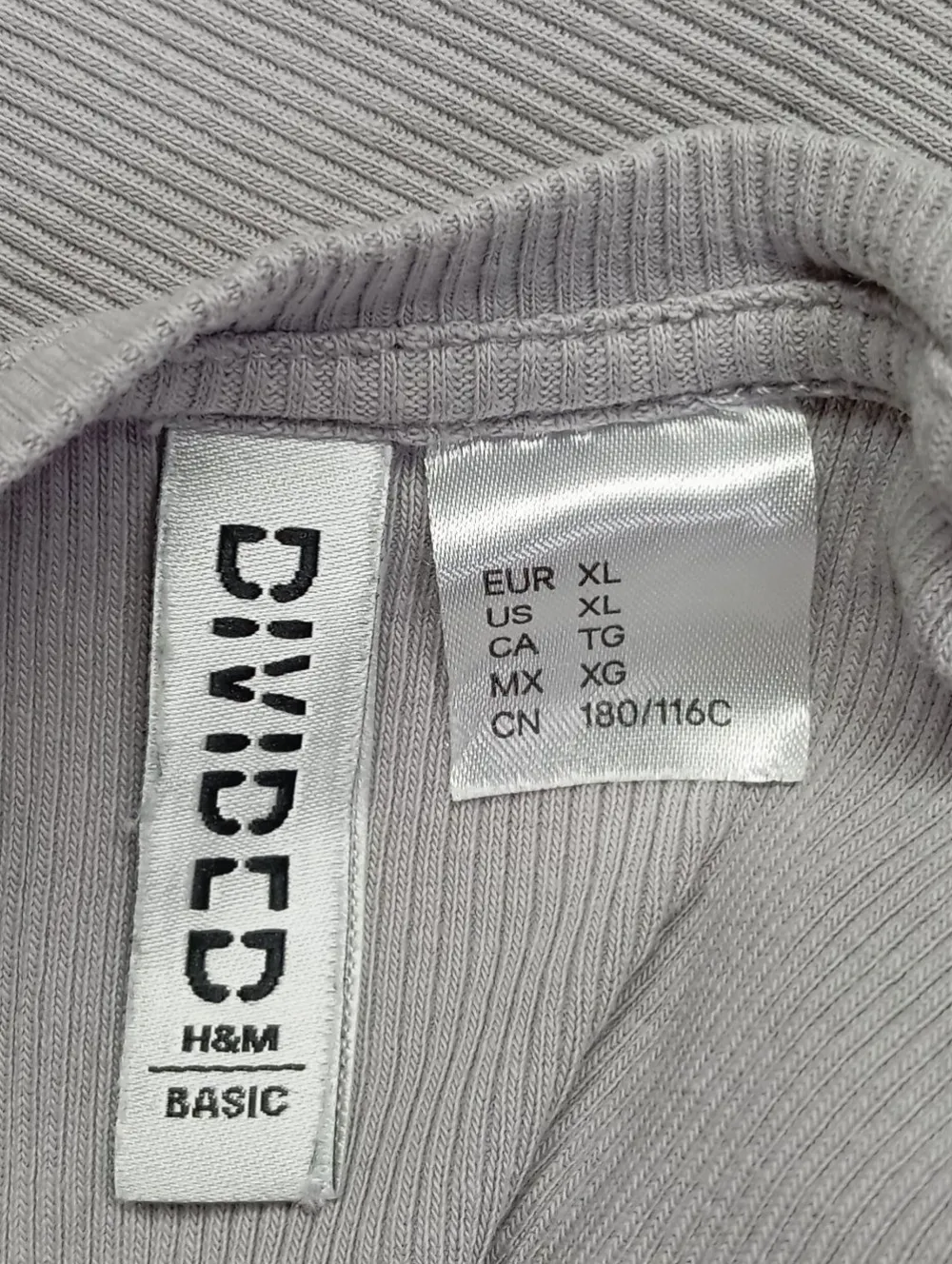 Shirts>H&M Divided Rippshirt Größe 42 hellgrau