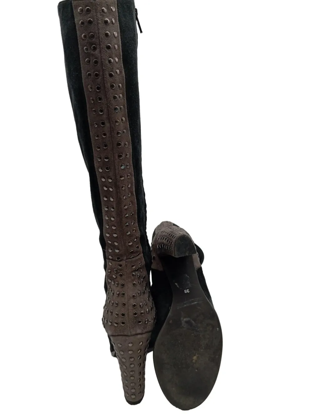 Stiefel>Evado Schaftstiefel Größe 38 schwarzgraubraun