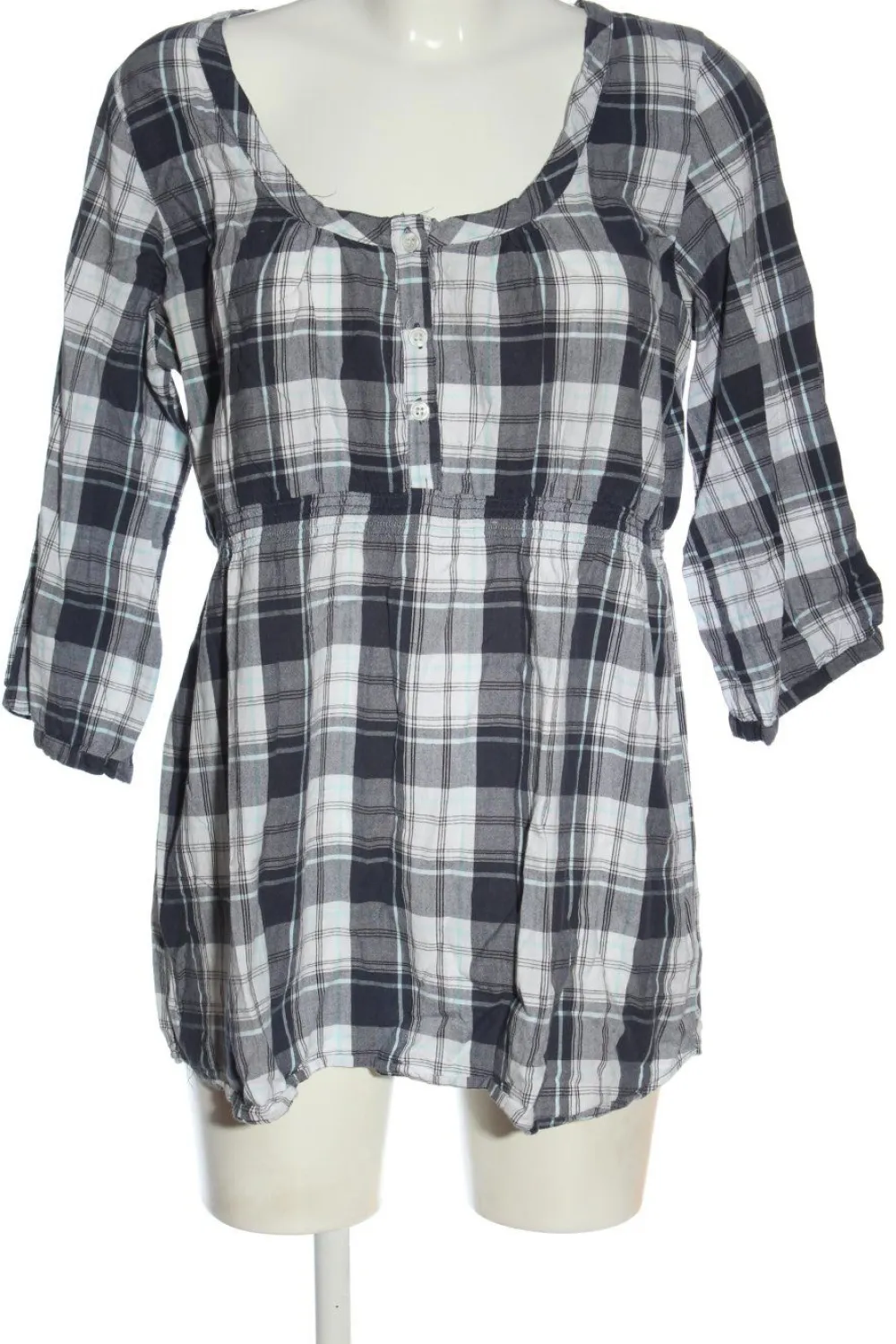 Blusen>okay Schlupf-Bluse Größe 44 hellgrauweiß