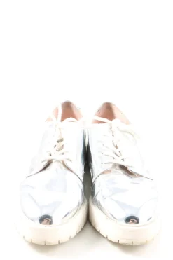 Halbschuhe>Bershka Schnürschuhe Größe 38 silberfarben