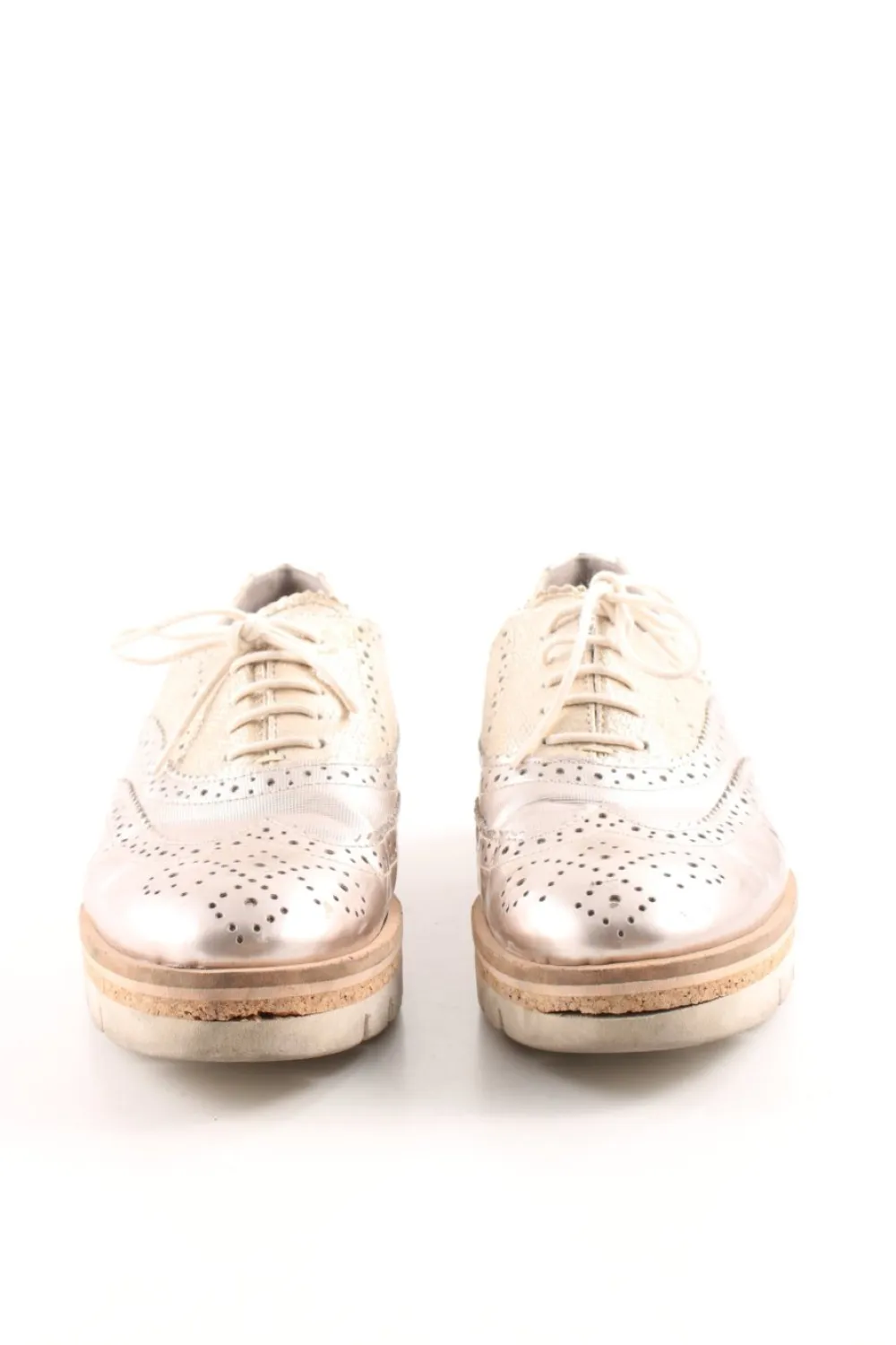 Halbschuhe>Maripu00e9 Schnürschuhe Größe 39 silberfarbenhellbeige