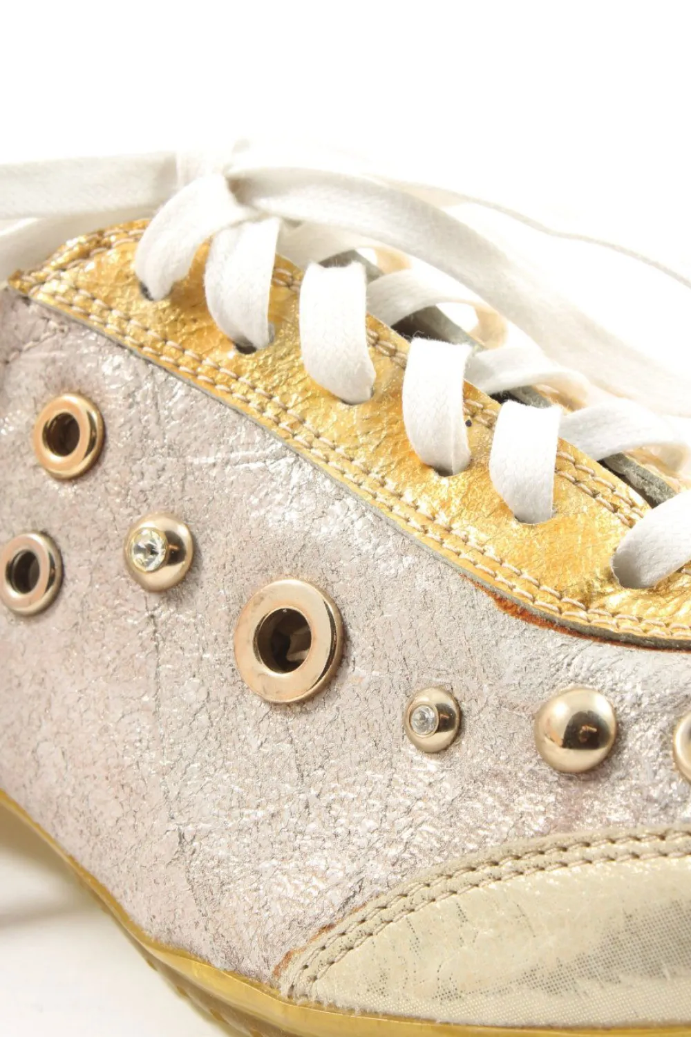 Sneaker>Elena Schnürsneaker Größe 38 goldfarbencreme