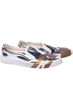 Businessschuhe> Slipper Größe 37 silberfarben