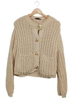 Strickbekleidung> Strickjacke Größe 38 beige