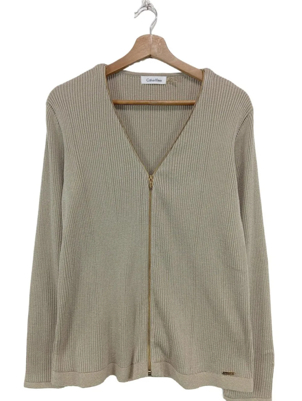 Strickbekleidung>Calvin Klein Strickjacke Größe 40 creme