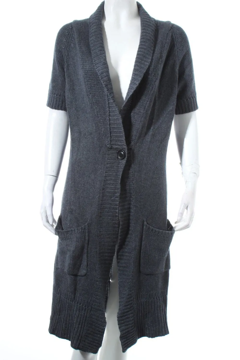 Strickbekleidung>More & More Strickmantel Größe 36 dunkelgraugraublau