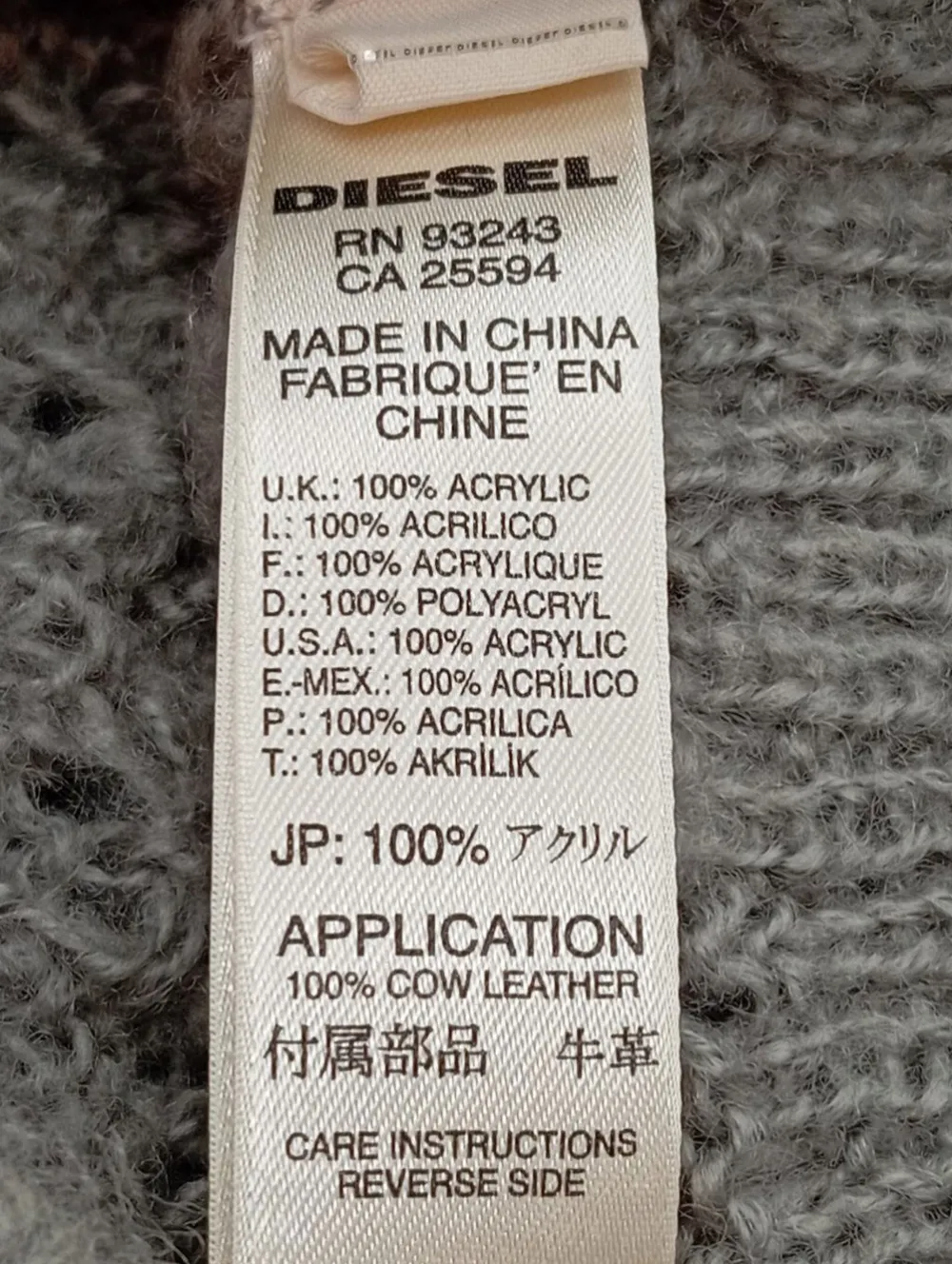 Mützen>Diesel Strickmütze hellgrau