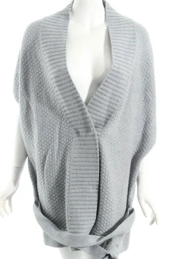 Strickbekleidung>Tom Tailor Strickponcho Größe 42 hellgrau