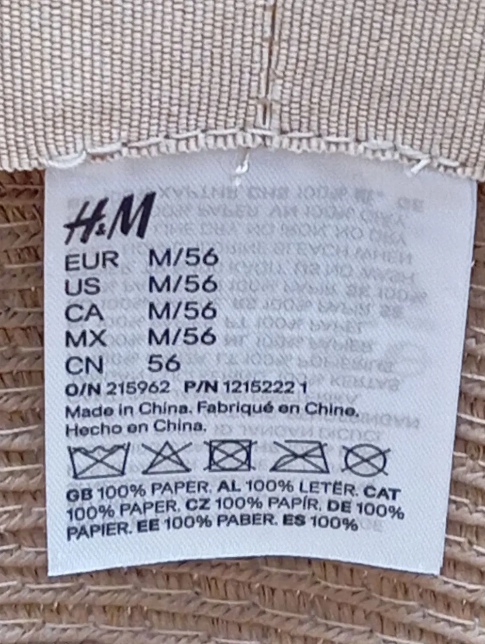 Hüte>H&M Strohhut Größe 56 wollweiß