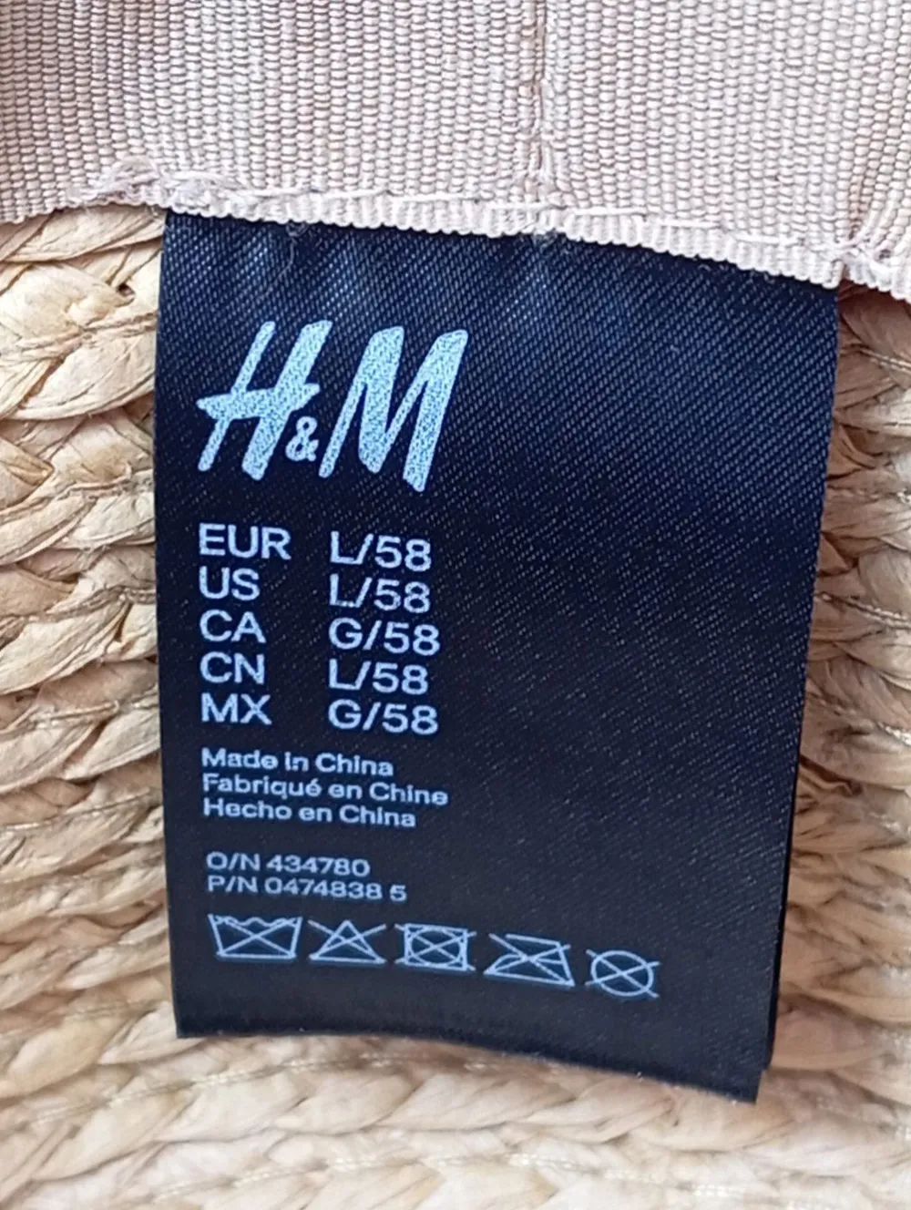 Hüte>H&M Strohhut Größe 58 braunschwarz